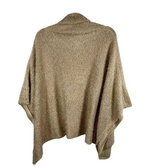 Anthropologie Akemi + Kin Lara Eyelash Golden Metallic Poncho NWT Luxury Sparkly - Picture 2 of 7